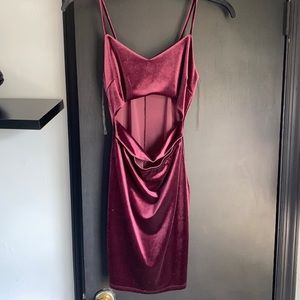 Burgundy velvet cut out bodycon dress
